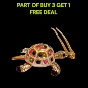 🐢Turtle Pendant Necklace Articulating Multicolored Stones White Outline - NWOT